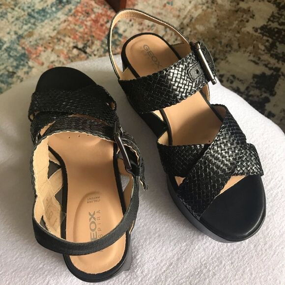 New Geox Sandals Wedge for Women Black 37 1/2 - Picture 5 of 12